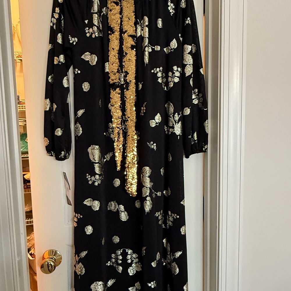 Lularoe Eve Elegant Metallic Gold Embellishment NWT